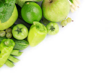 Fototapeta na wymiar Fresh green food isolated on white