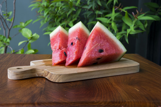 watermelon on the wood block