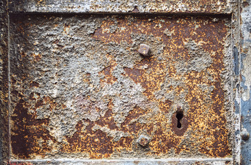 Old metal door texture with rust