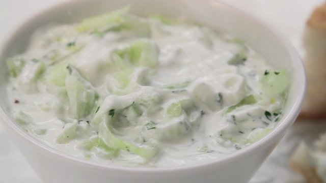 A bowl of tzatziki (Greek cucumber yogurt)