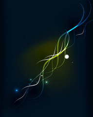 Glowing flowing waves and stars in dark space