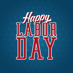 Happy Labor Day Label. Text with Shadows on top of a blue background filled with stars.