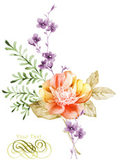 watercolor illustration flowers in simple background