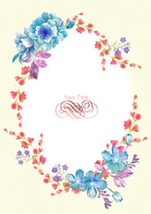 Fototapeta na wymiar watercolor illustration flowers in simple background