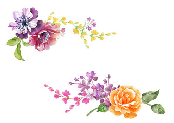 watercolor illustration flowers in simple background - 89549625
