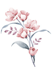 watercolor illustration flowers in simple background - 89550080