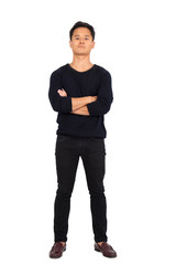 Fototapeta premium Handsome man doing different expressions in different sets of clothes: posing