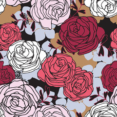 Seamless pattern with flowers