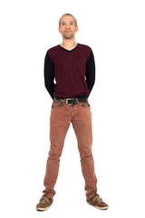 Fototapeta premium Handsome man doing different expressions in different sets of clothes: posing