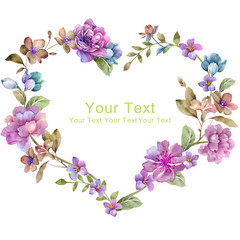 watercolor floral illustration collection. flowers arranged un a shape of the wreath perfect - 89551861