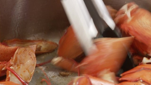 Frying lobster shells