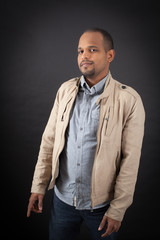 Handsome man doing different expressions in different sets of clothes: love