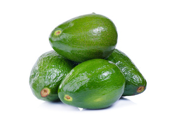 green avocados isolated on the white background