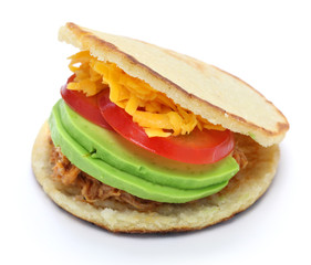homemade arepas, venezuelan colombian food isolated on white background