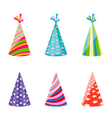Set of party colorful hats isolated on white background