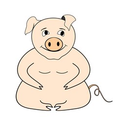 Cartoon illustration big pig
