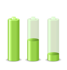 Set battery charge status, isolated on white background