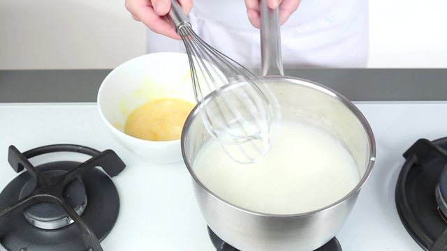 Bechamel sauce being cooked
