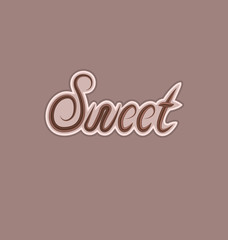 Sweet text made of chocolate, design element
