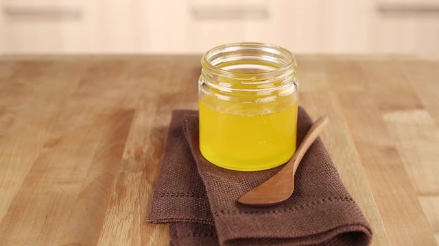 A jar of ghee (clarified butter)
