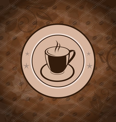 Retro background with coffee mug, coffee bean texture