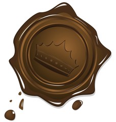 Illustration of wax grunge golden seal with image crown