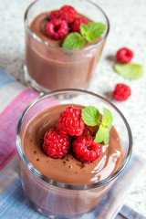 Chocolate mousse with raspberry