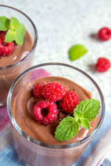 Chocolate mousse with raspberry