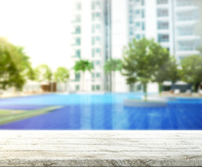 wood Table Top Background and Pool