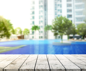 wood Table Top Background and Pool