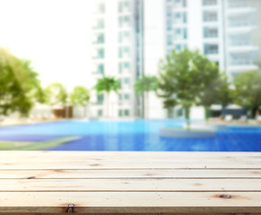 wood Table Top Background and Pool