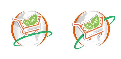 shopping cart logo leaf