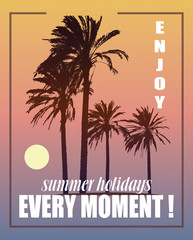 Obraz premium Summer Travel Background . Exotic Nature Landscape with Palms. Print for T-shirt.