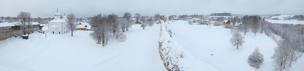 Russian winter. Izborsk Fortress near Pskov, Russia.