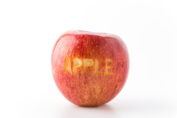 apple word on red apple