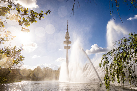 Germany, Hamburg, Planten un Blomen park and TV Tower
