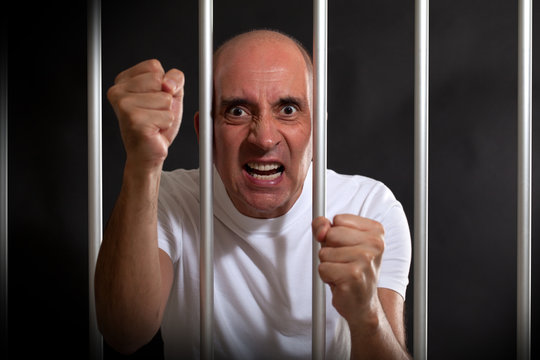 Angry man in prison