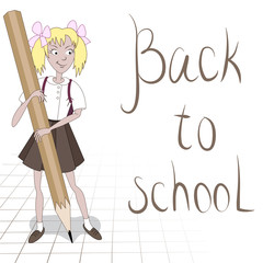 Student girl with great pencil