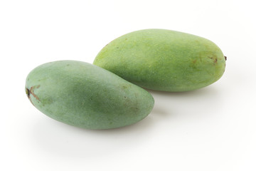 green mango on white background