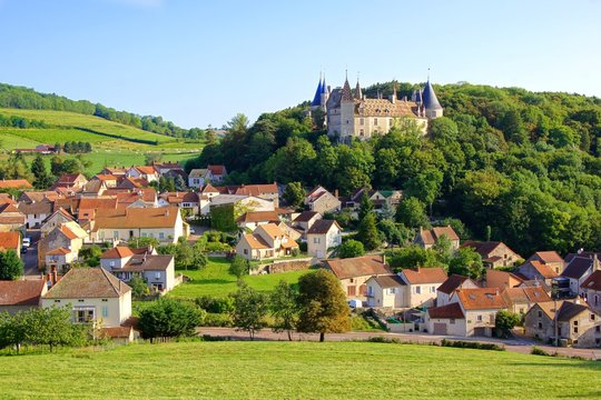 Village of Rochepot and its medieval castle, Burgundy, France