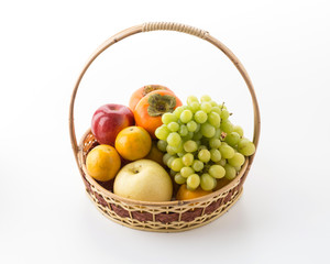 mix fruits on white background