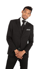 Handsome man doing different expressions in different sets of clothes: joy