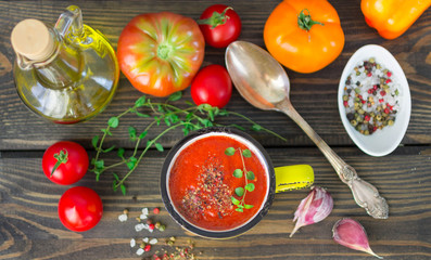 Homemade thick spicy tomato soup