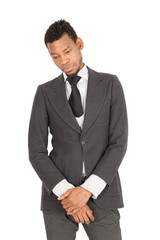 Handsome man doing different expressions in different sets of clothes: sad