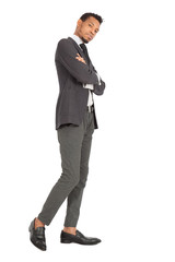 Obraz premium Handsome man doing different expressions in different sets of clothes: posing