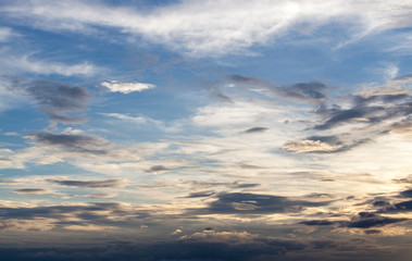 colorful dramatic sky with cloud at sunset