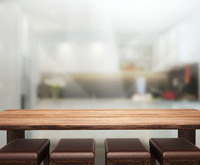 Obraz premium Table Top And Blur Interior Background