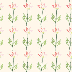 Seamless pattern with soft, delicate flowers on a pastel background