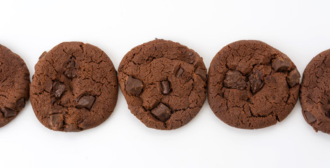 soft dark chocolate brownie cookies on white