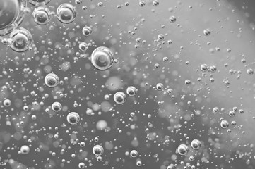 Black-and-white Macro Oxygen bubbles in water